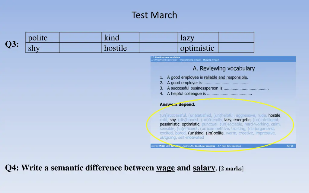 test march 7