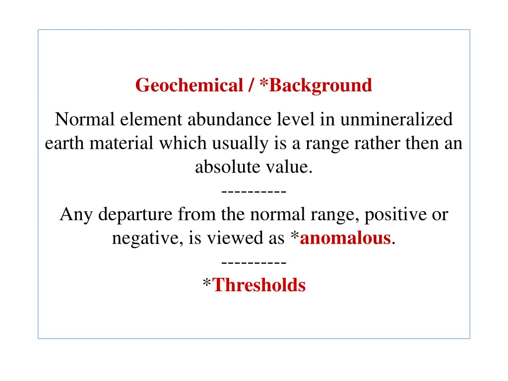 geochemical background