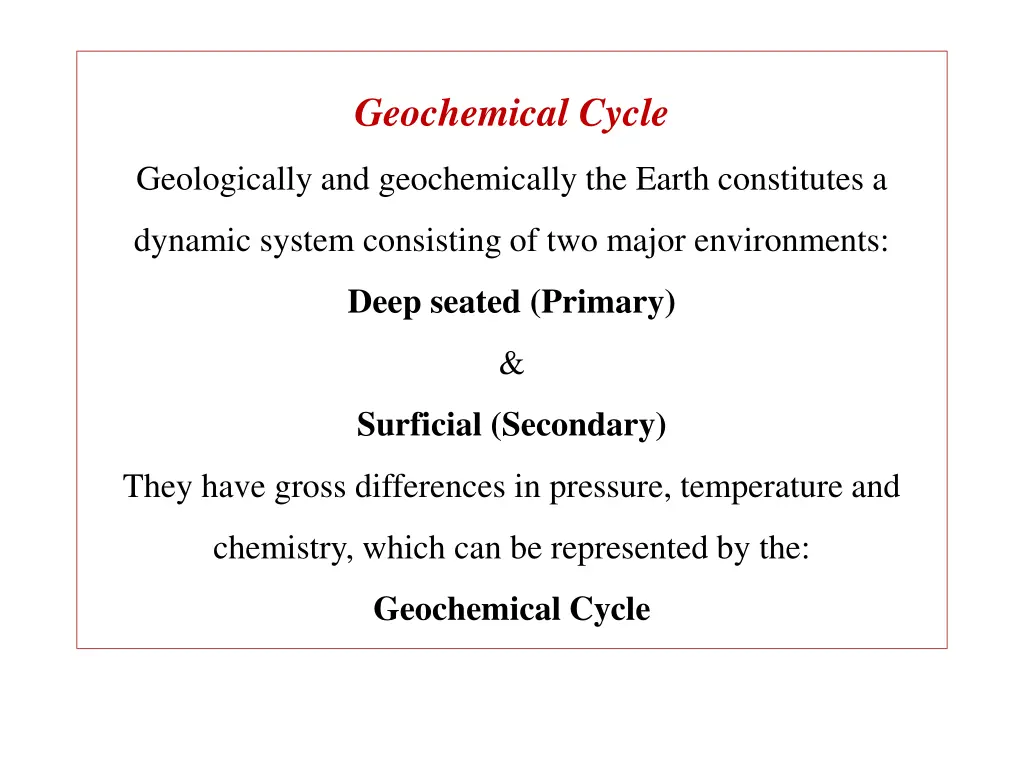 geochemical cycle