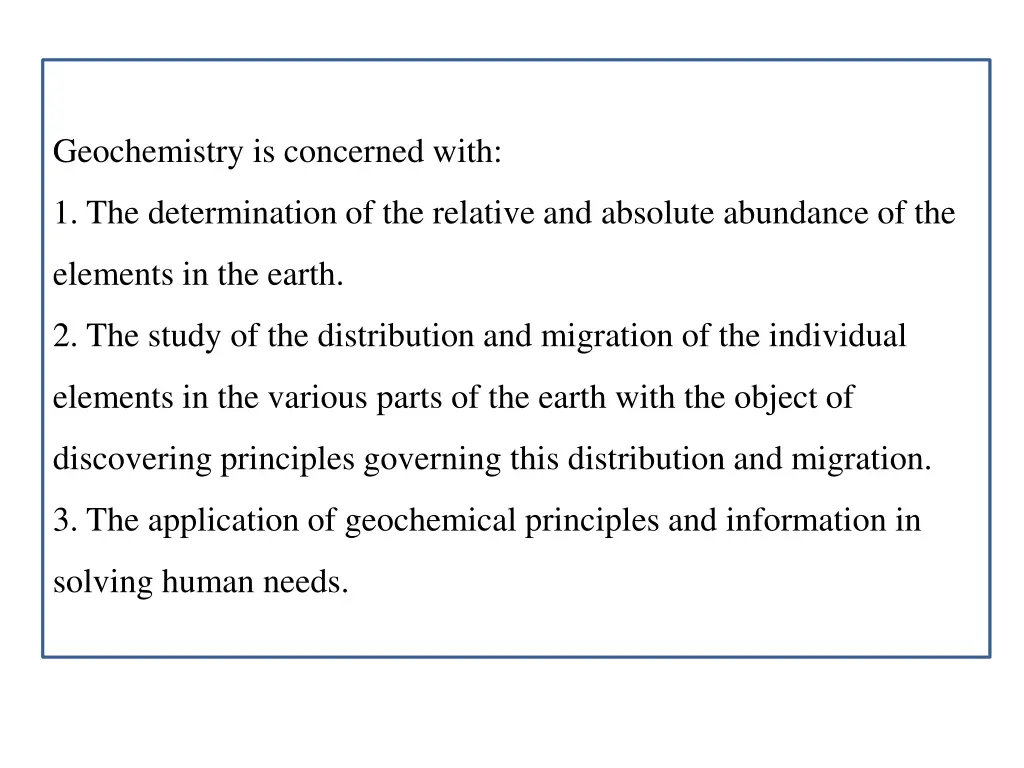 geochemistry is concerned with