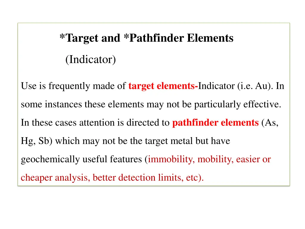 target and pathfinder elements