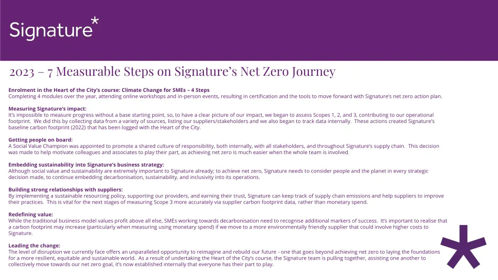2023 7 measurable steps on signature s net zero