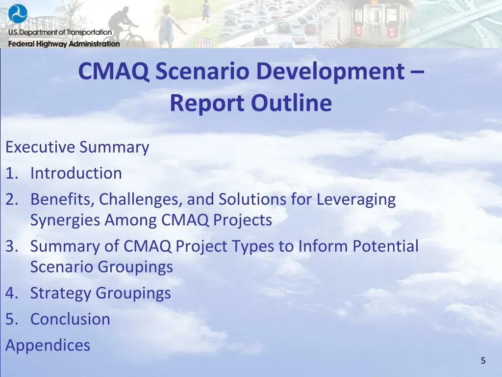 cmaq scenario development report outline