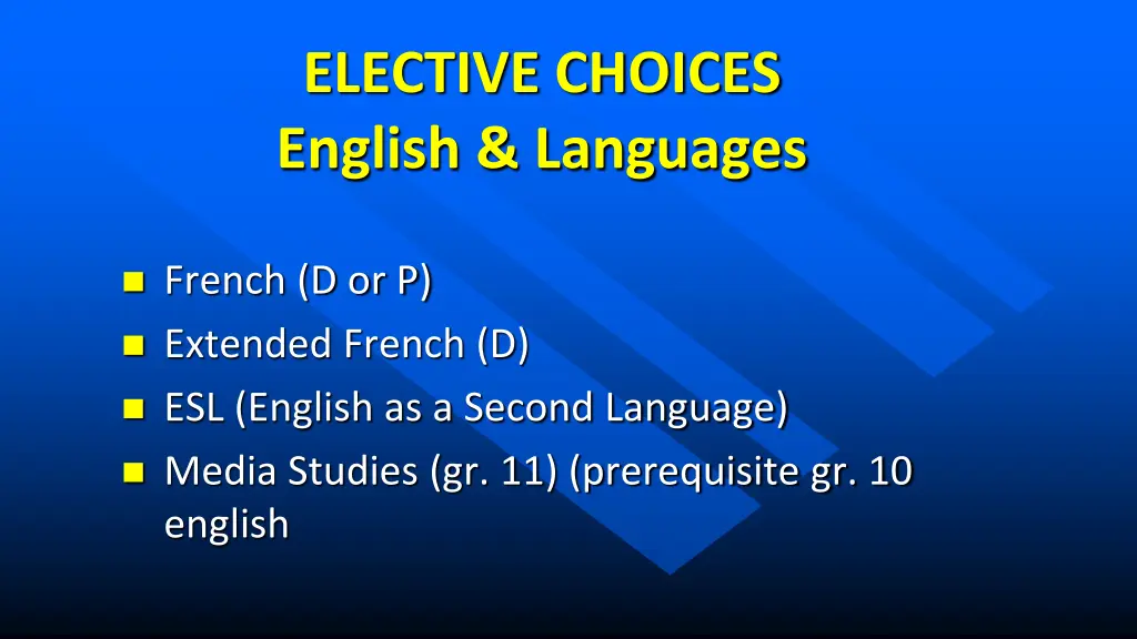 elective choices english languages