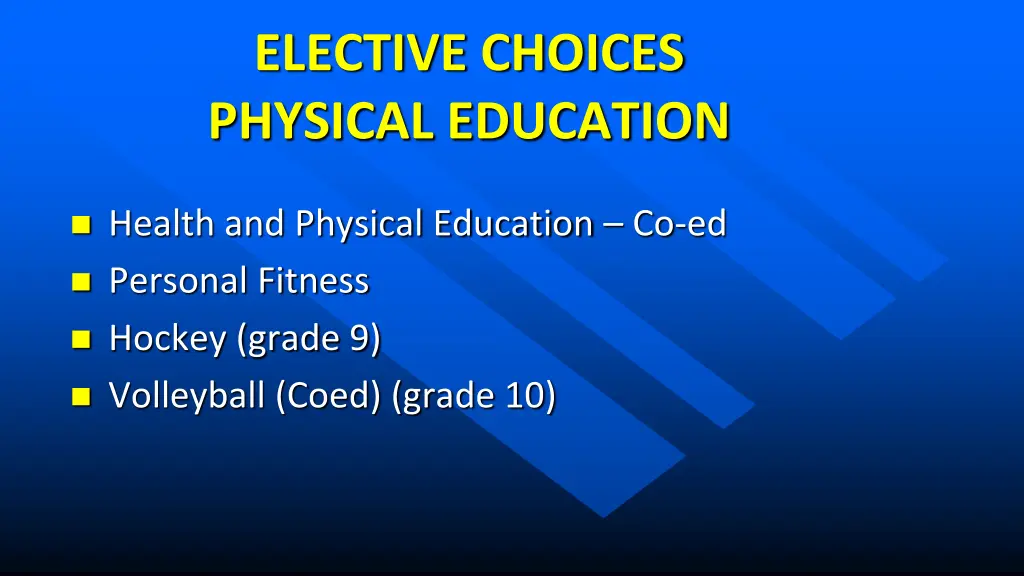 elective choices physical education