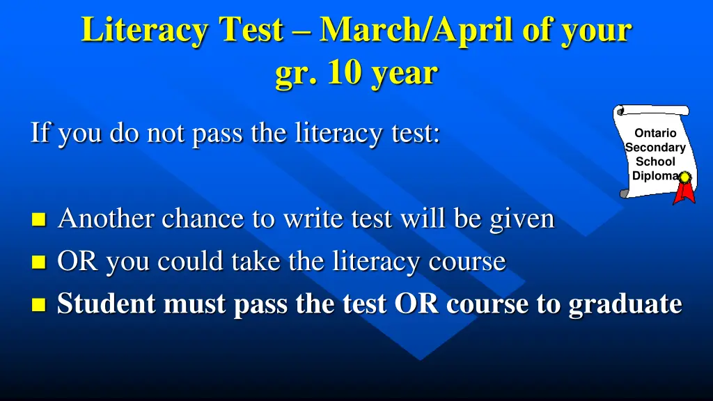 literacy test march april of your gr 10 year