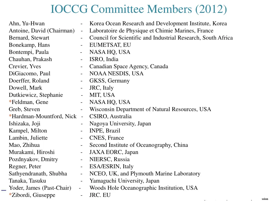 ioccg committee members 2012