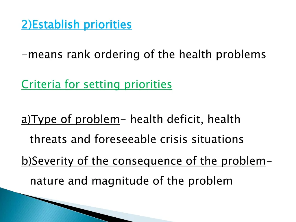 2 establish priorities