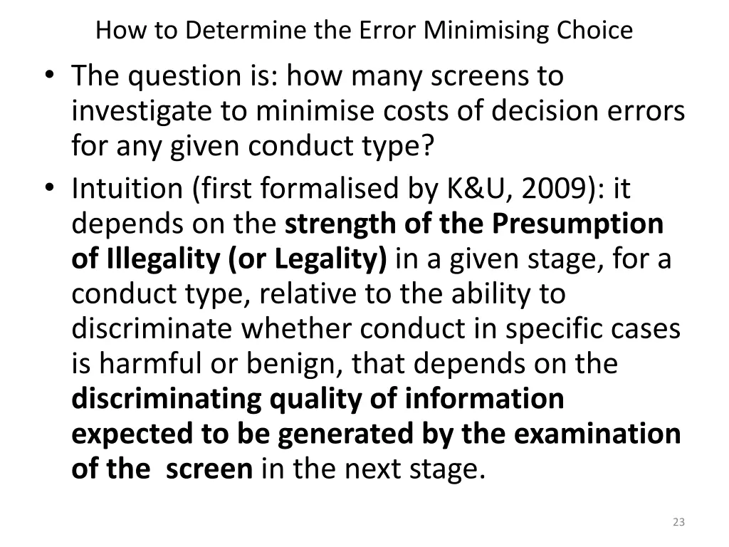 how to determine the error minimising choice