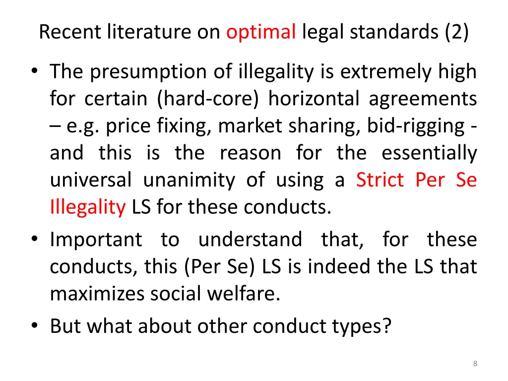 recent literature on optimal legal standards 2