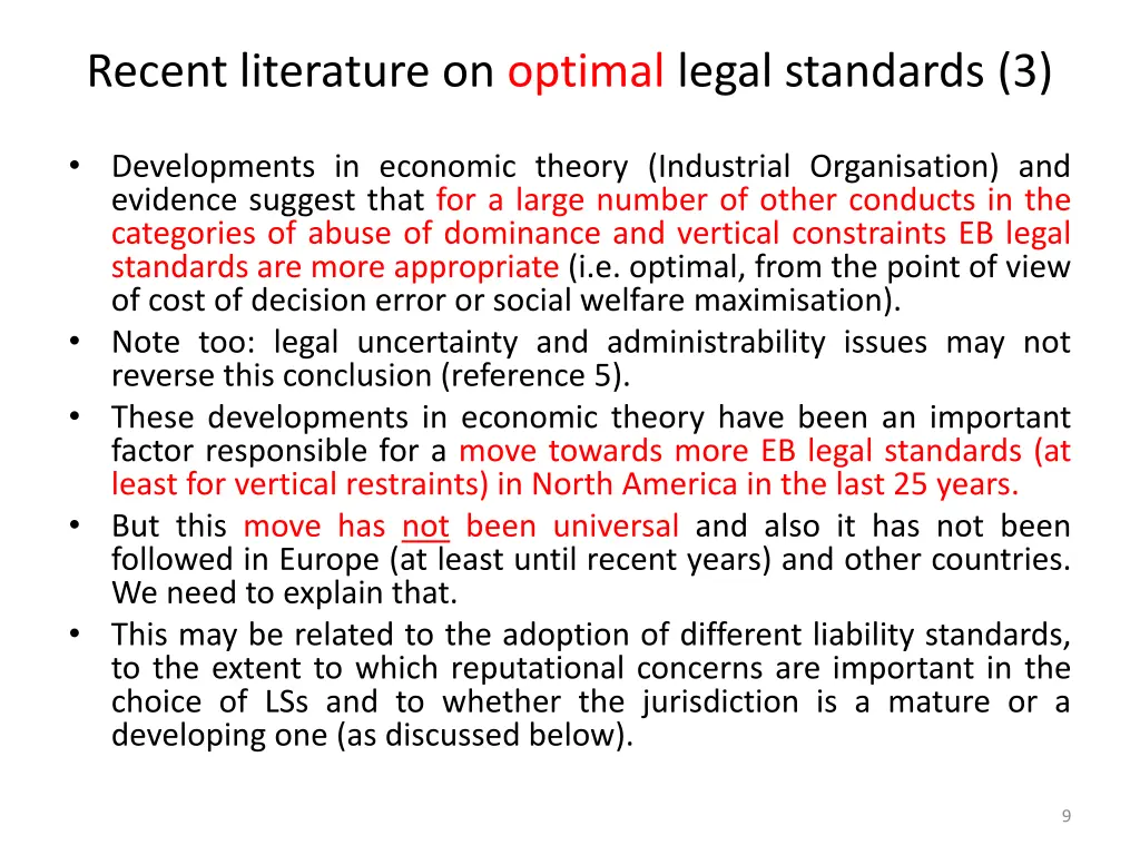 recent literature on optimal legal standards 3