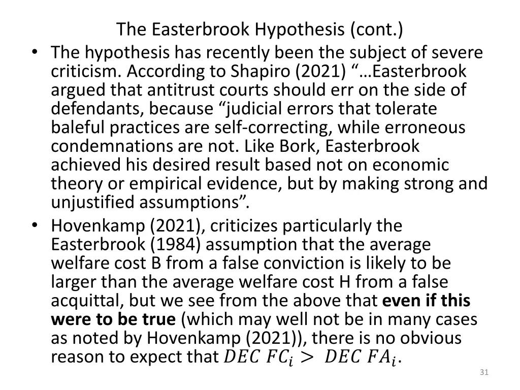 the easterbrook hypothesis cont the hypothesis