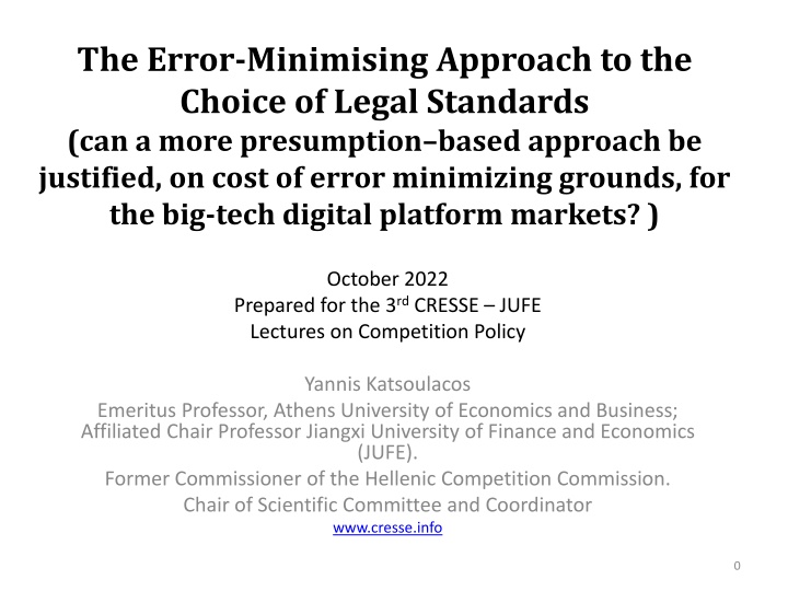 the error minimising approach to the choice