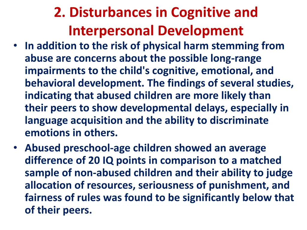 2 disturbances in cognitive and interpersonal
