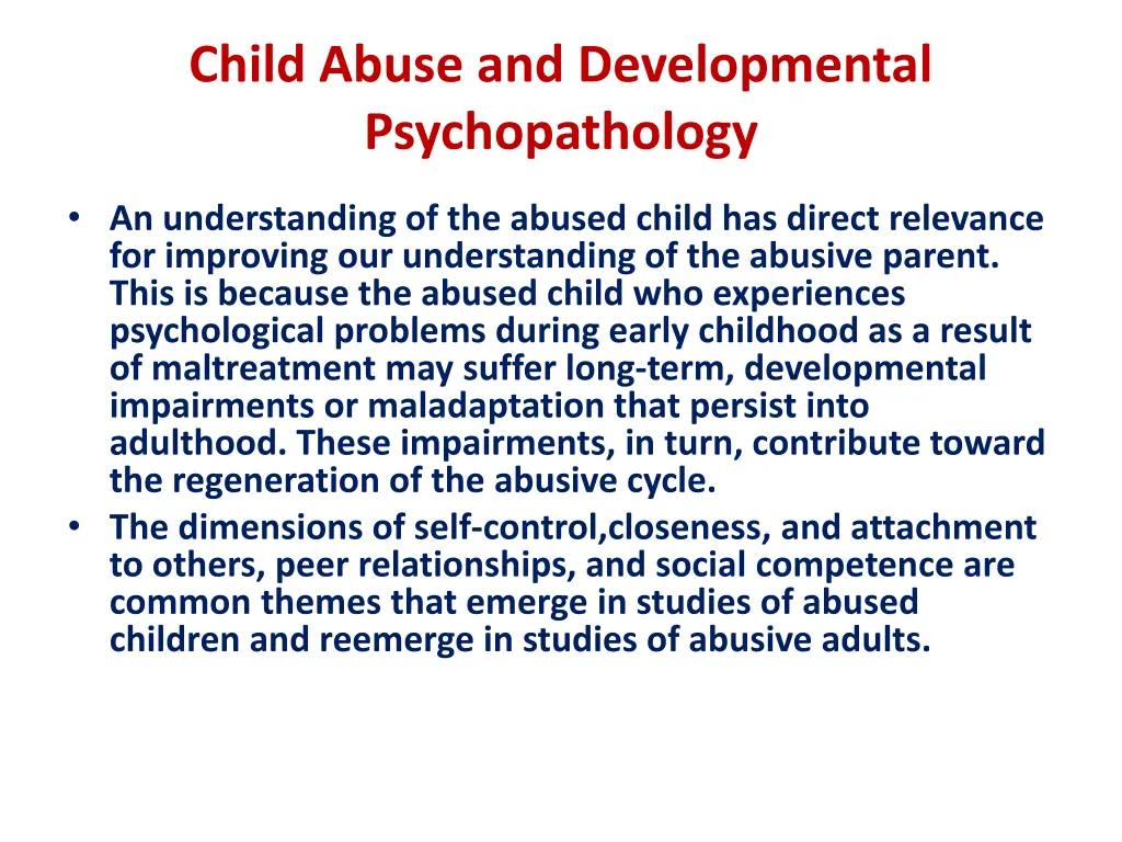 child abuse and developmental psychopathology 1