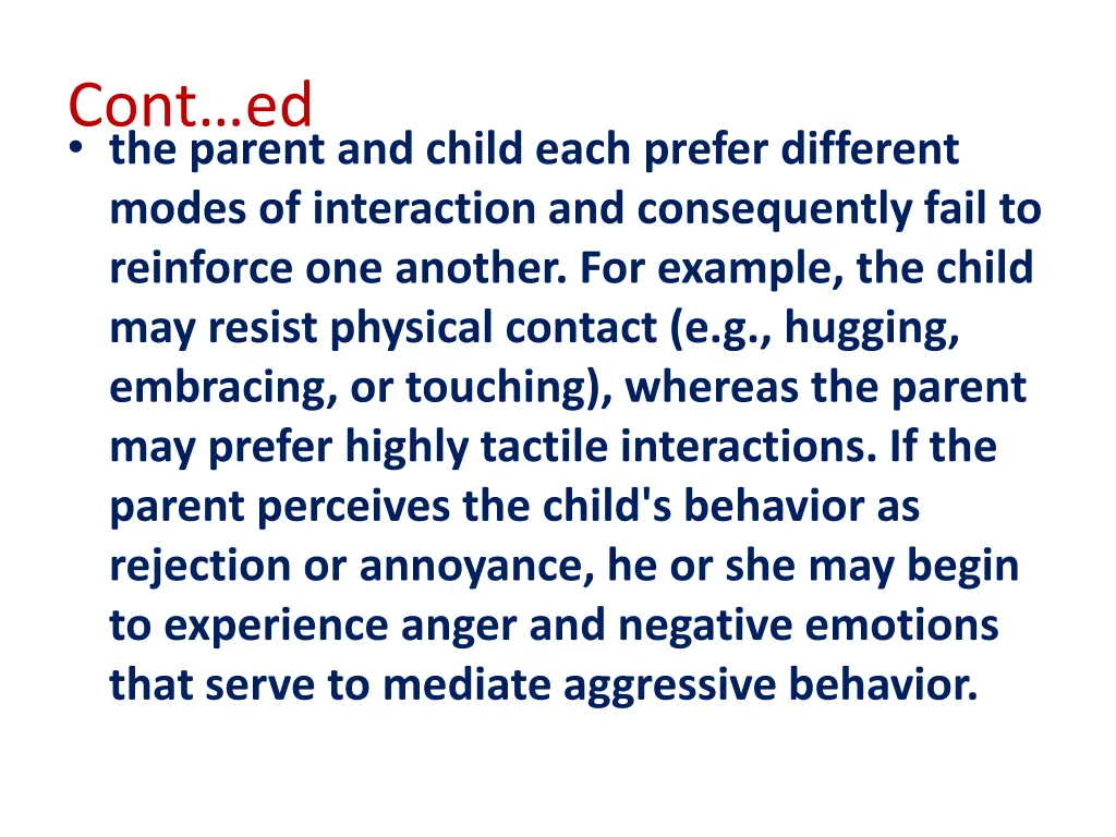 cont ed the parent and child each prefer