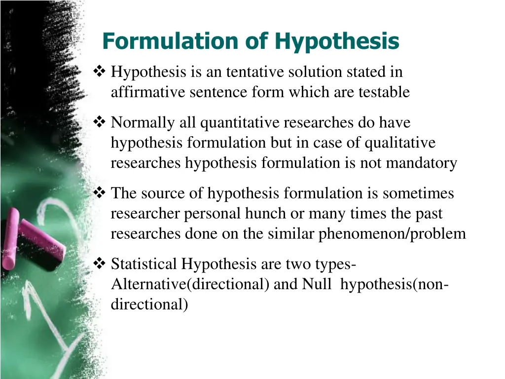 formulation of hypothesis hypothesis