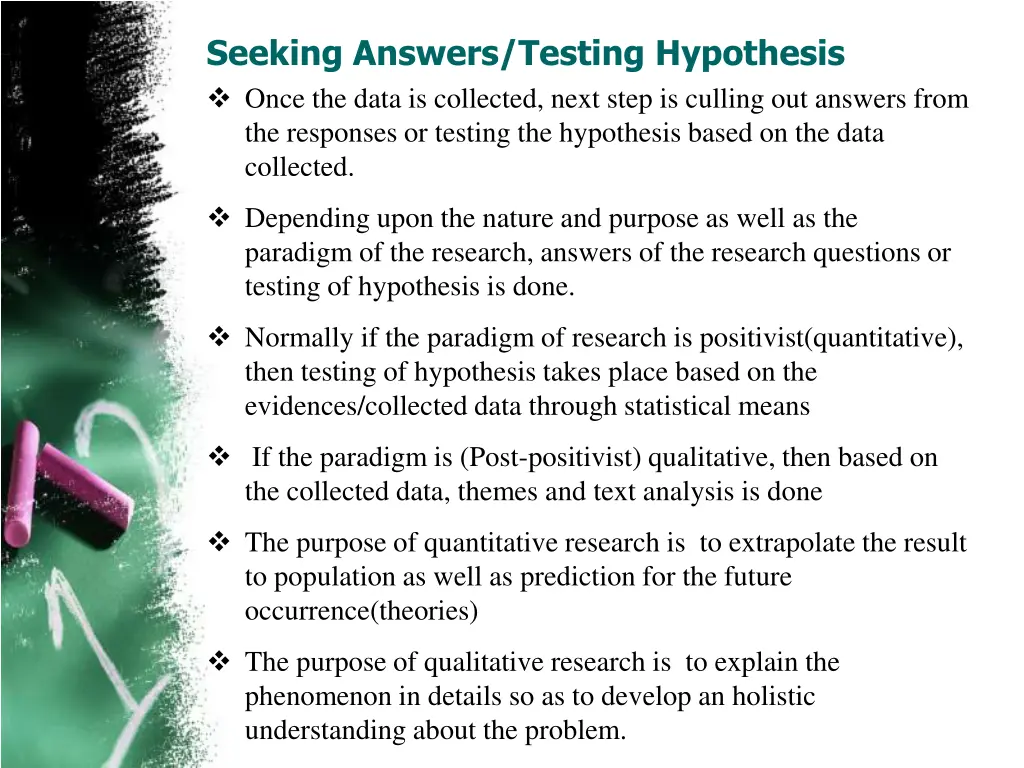 seeking answers testing hypothesis once the data