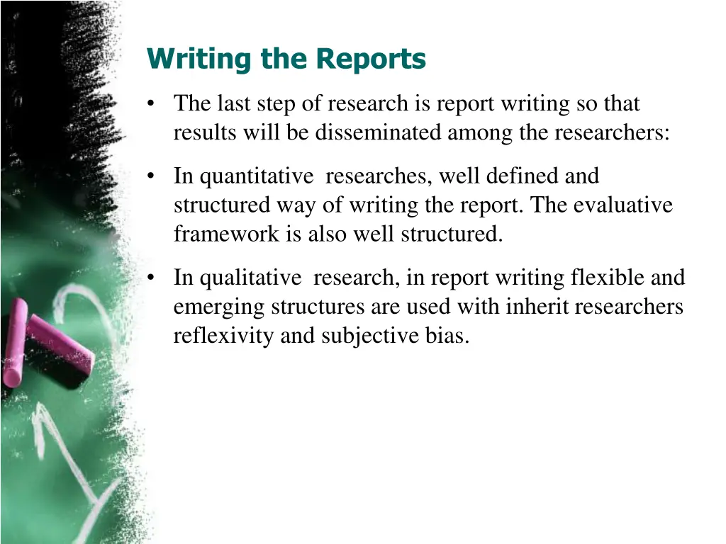 writing the reports