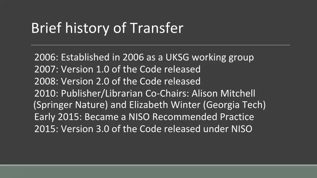 brief history of transfer