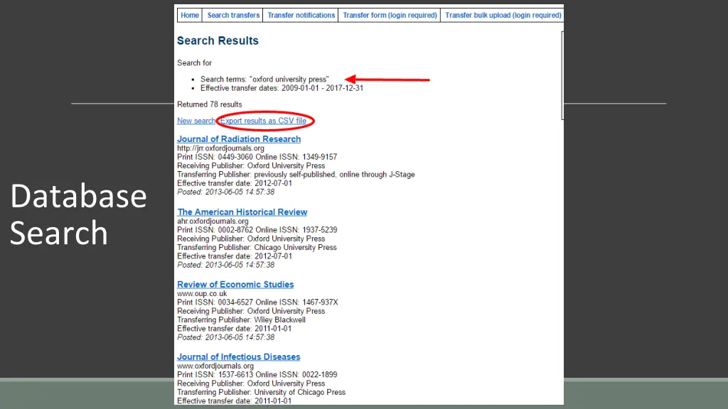 database search 1
