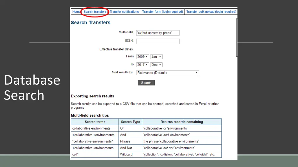 database search
