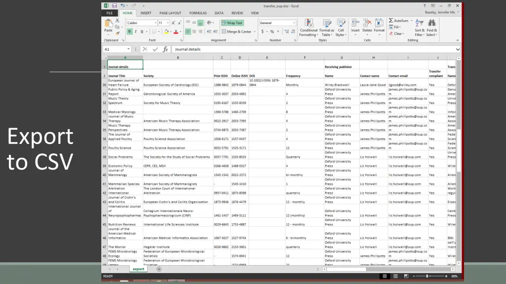 export to csv