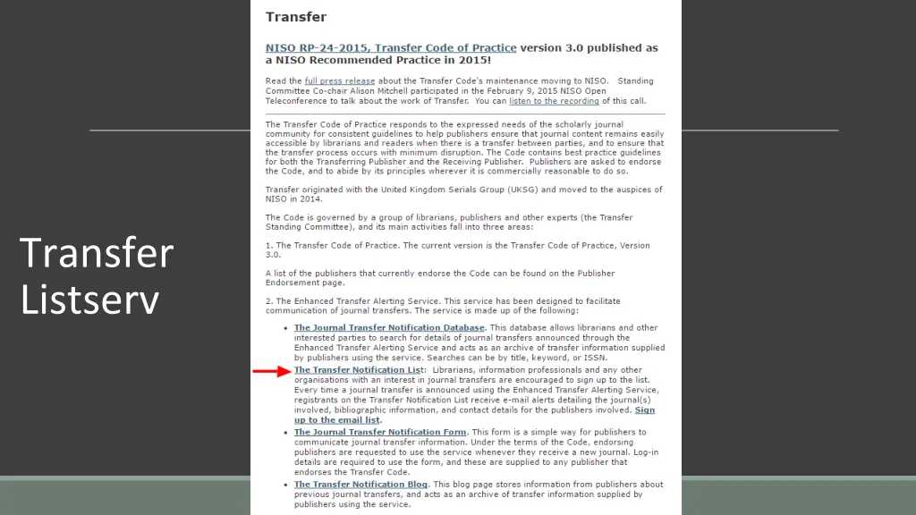 transfer listserv