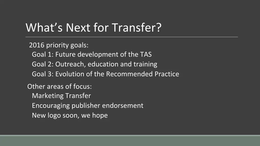 what s next for transfer