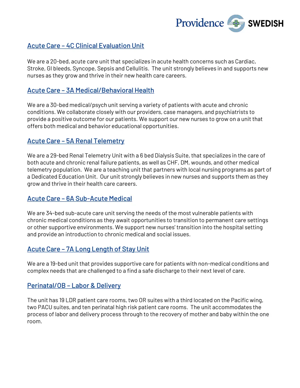 acute care 4c clinical evaluation unit
