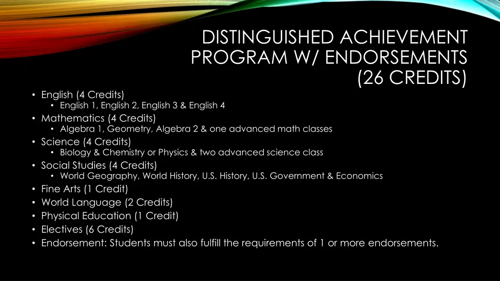 distinguished achievement program w endorsements