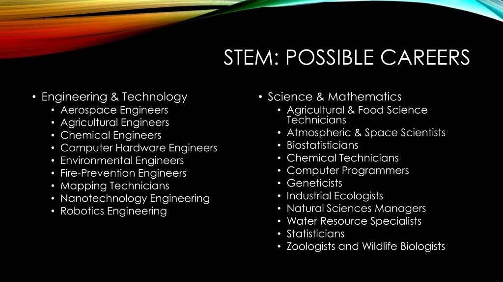 stem possible careers