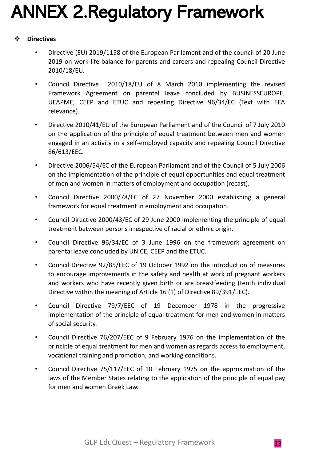 annex 2 regulatory framework annex 2 regulatory 1