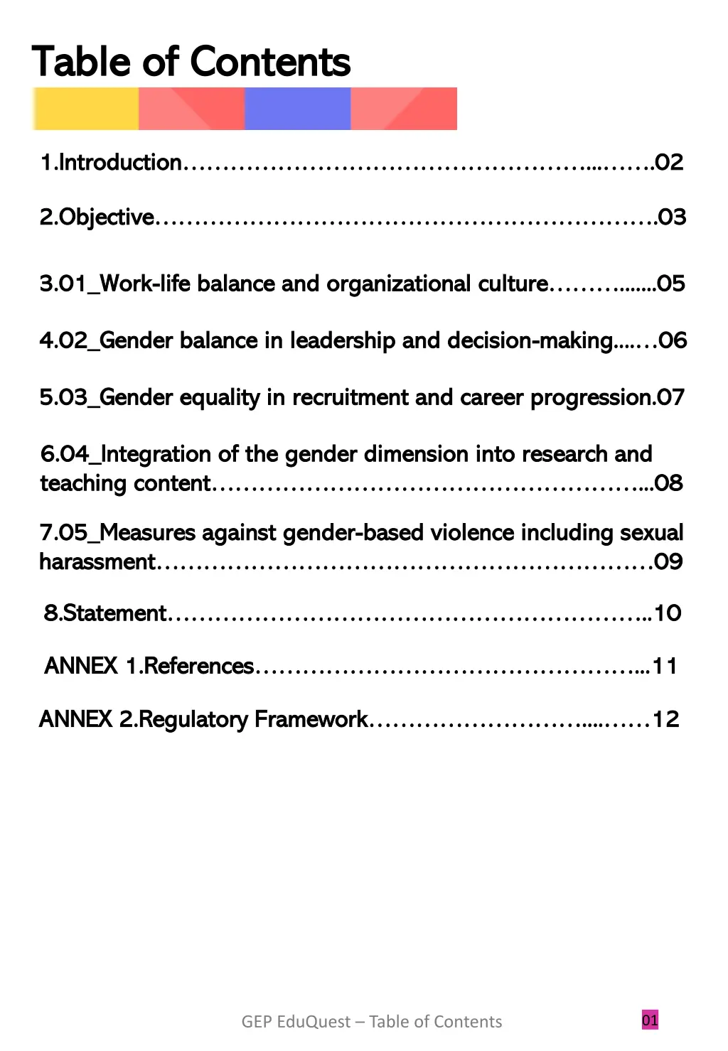 table of contents table of contents
