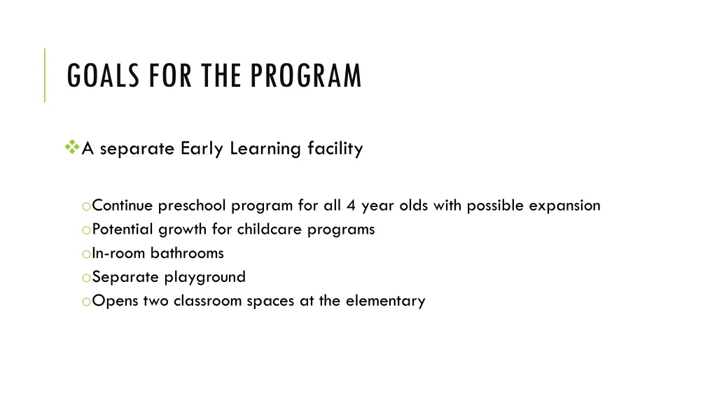 goals for the program
