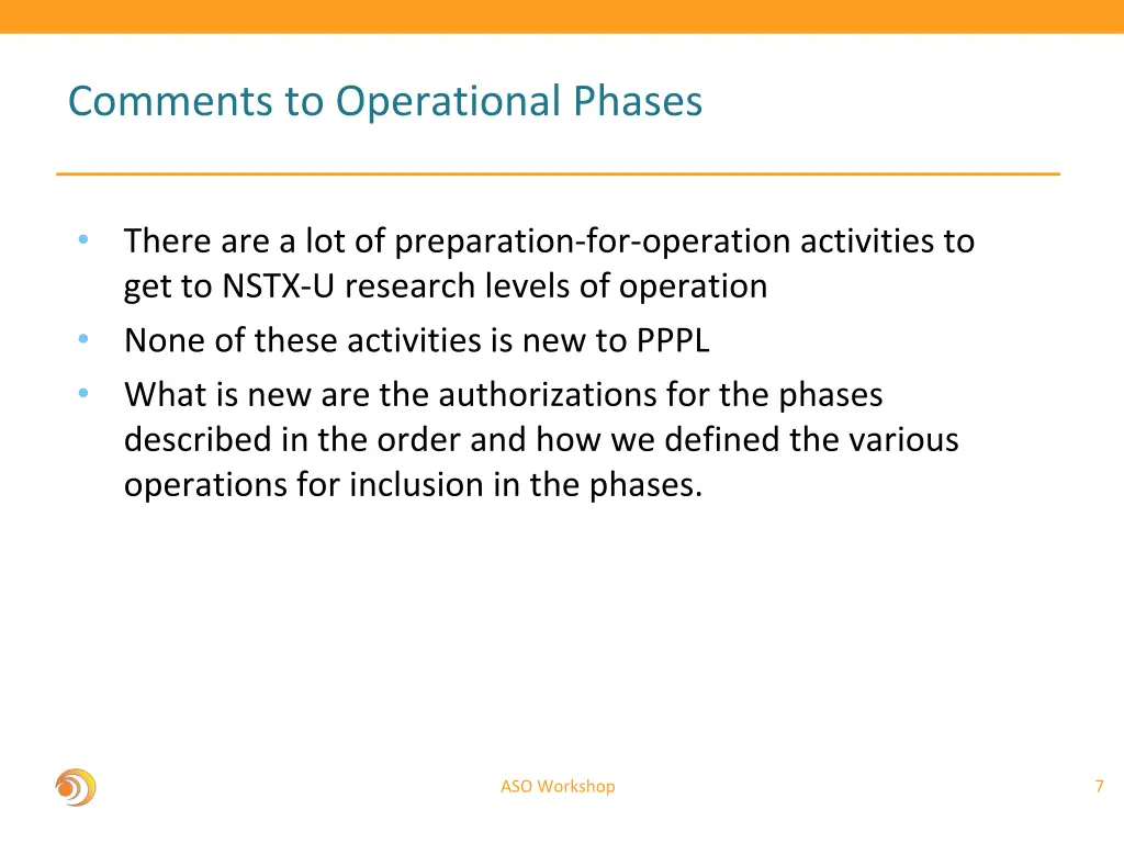 comments to operational phases
