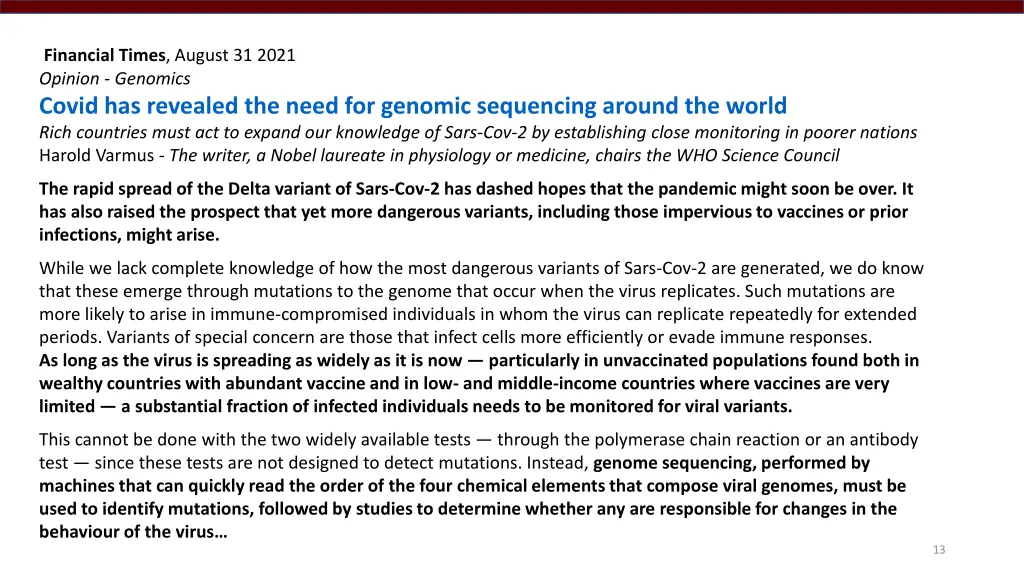 financial times august 31 2021 opinion genomics