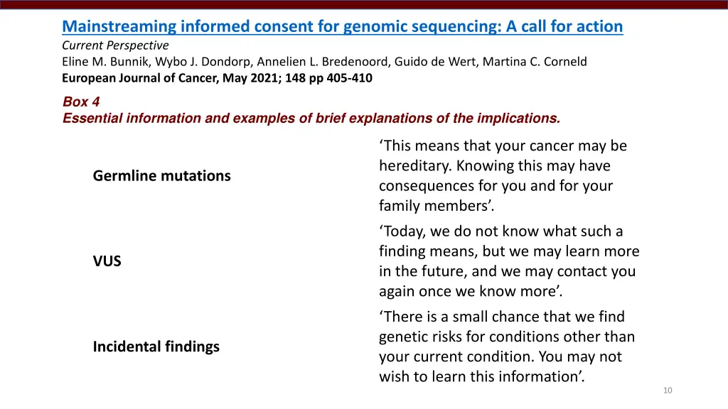 mainstreaming informed consent for genomic 2