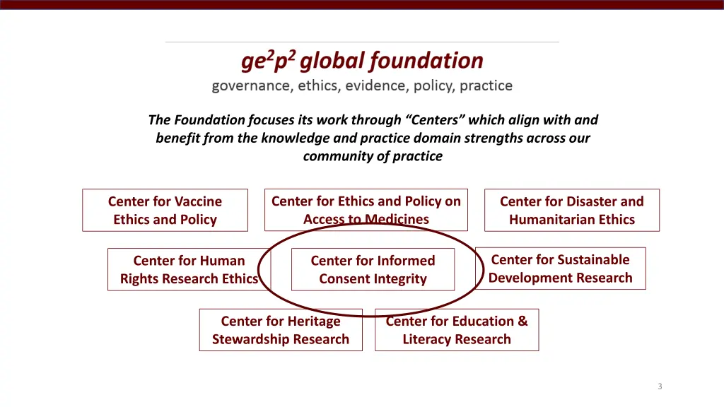 the foundation focuses its work through centers