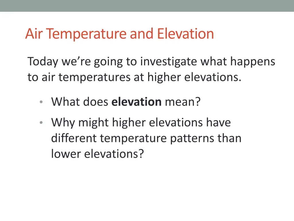 air temperature and elevation