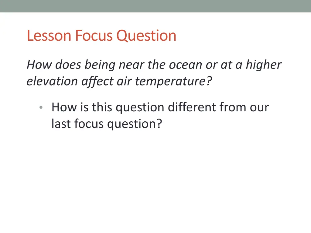 lesson focus question