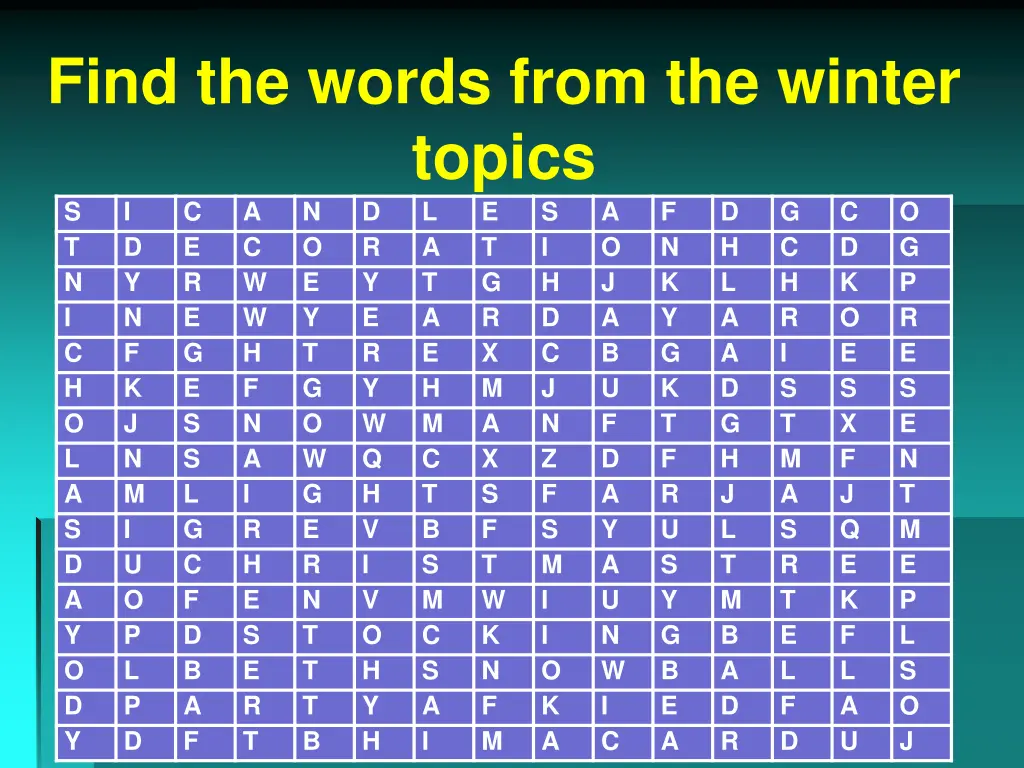 find the words from the winter topics