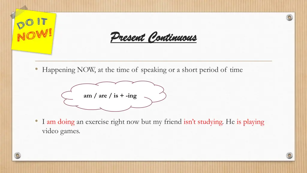 present continuous present continuous