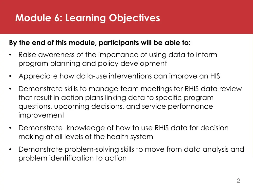 module 6 learning objectives