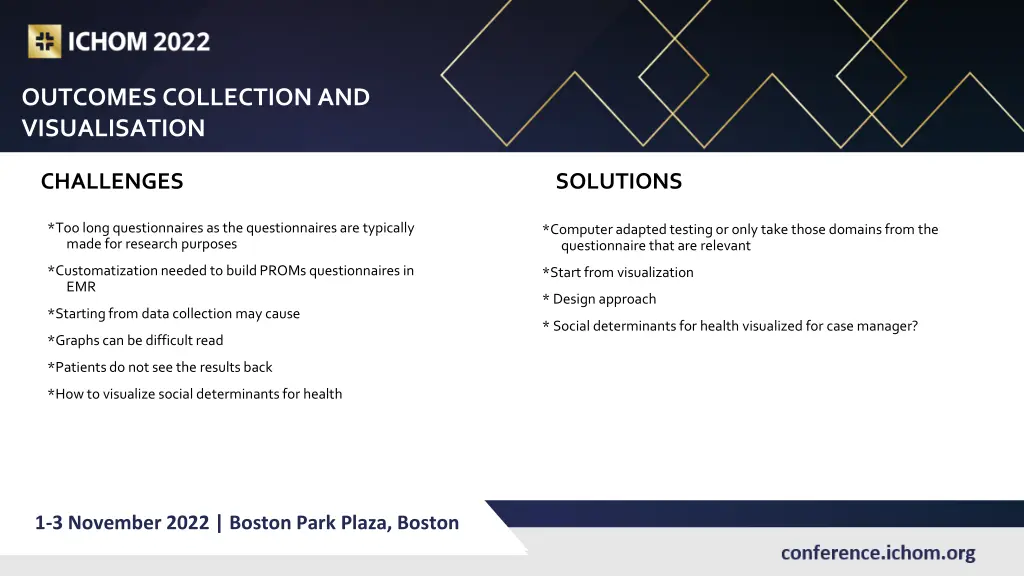 outcomes collection and visualisation