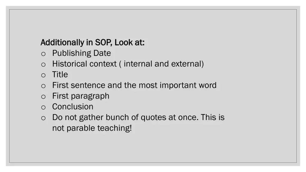 additionally in sop look at additionally
