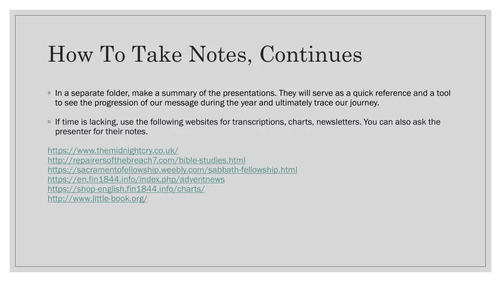 how to take notes continues