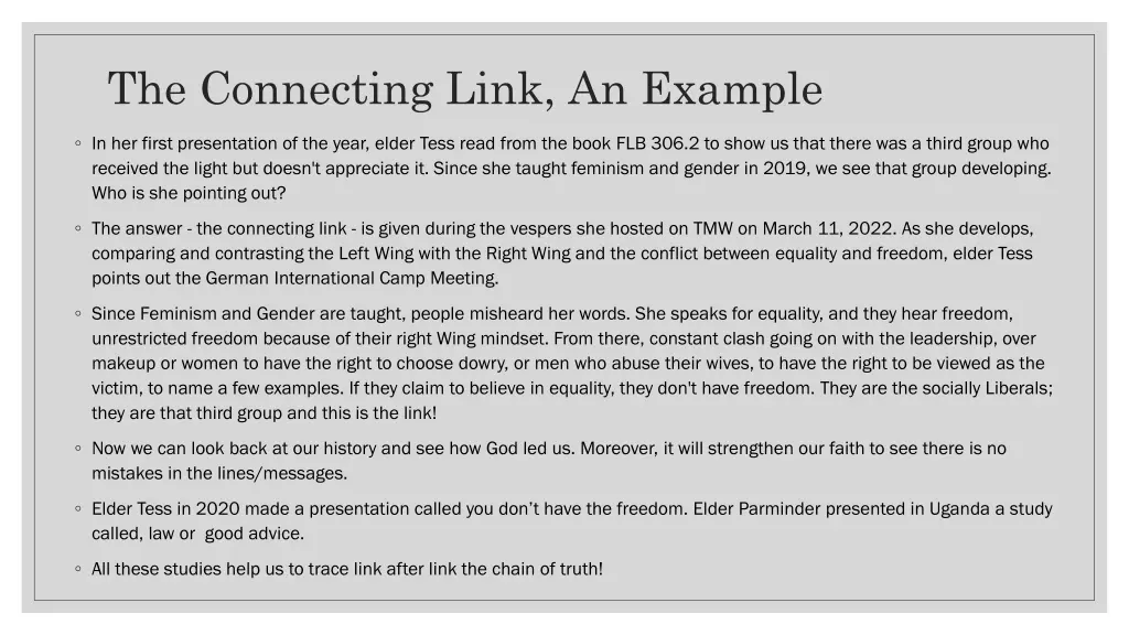 the connecting link an example