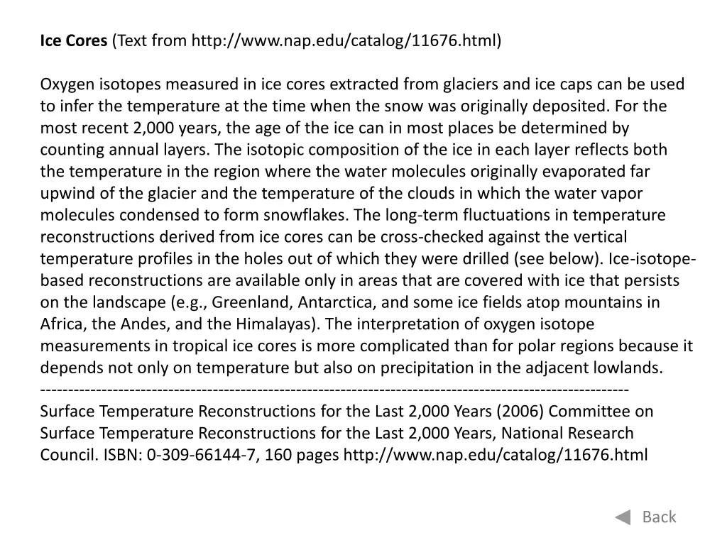 ice cores text from http www nap edu catalog