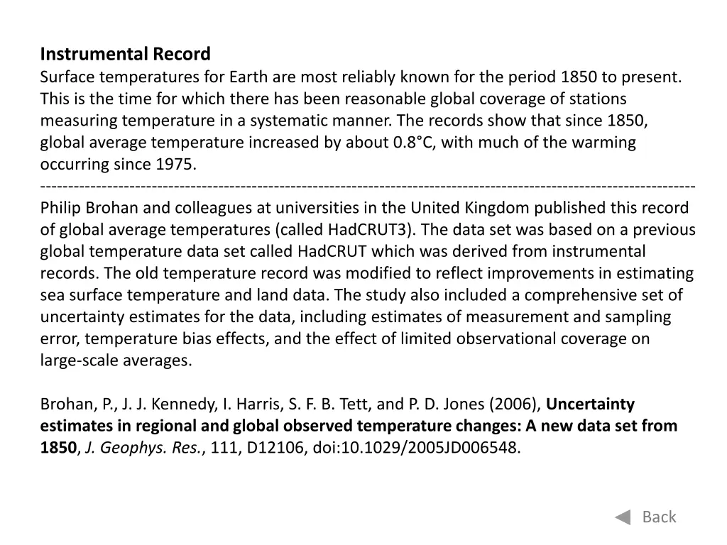 instrumental record surface temperatures